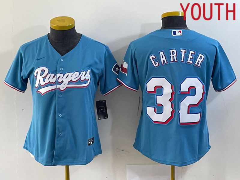 Youth Texas Rangers #32 Carter Blue Game Nike 2024 MLB Jersey style 1